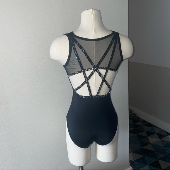 Black rhinestone dance leotard - Picture 3 of 10
